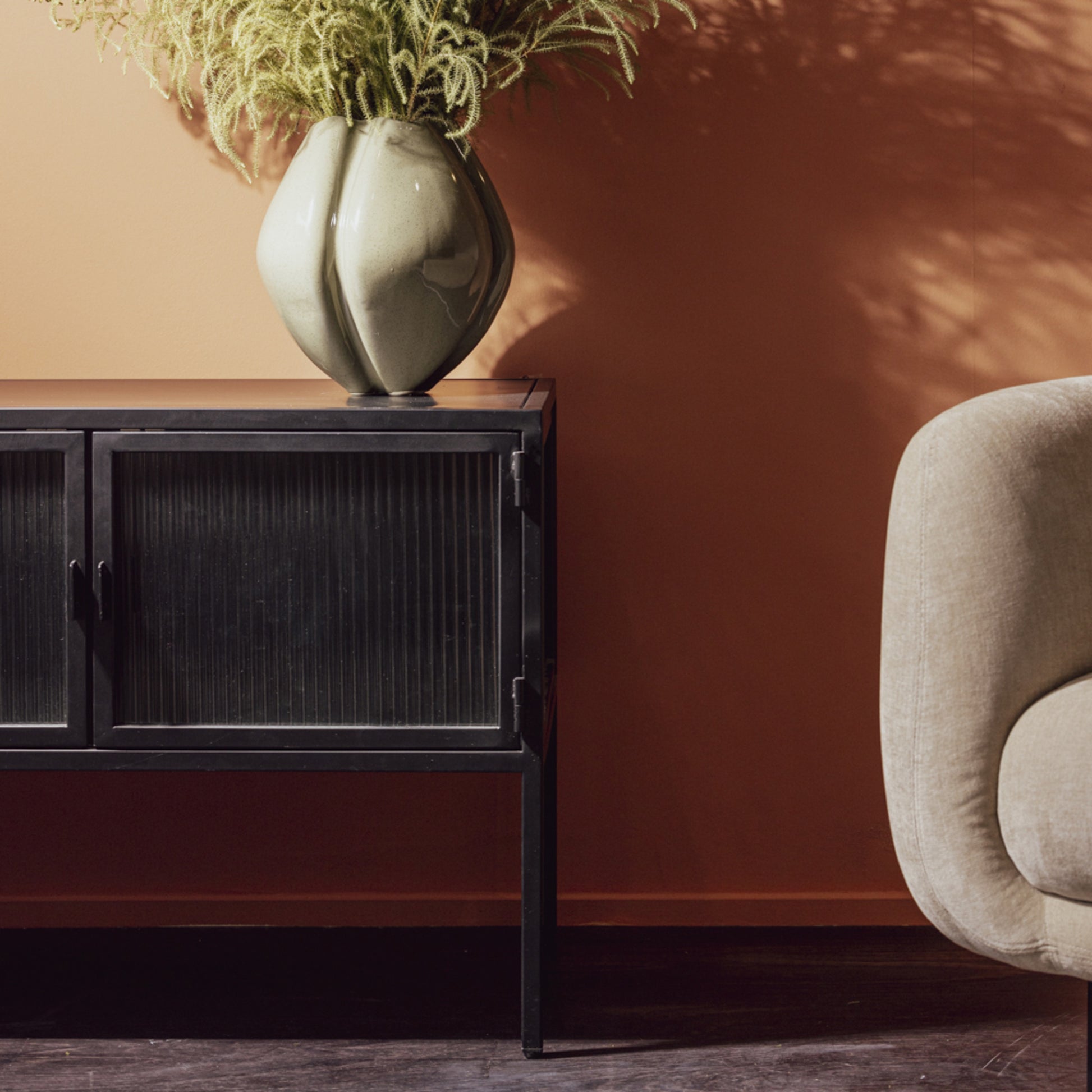 Ambrose Reeded Glass TV Entertainment Unit - Black Entertainment Unit M+Co Living