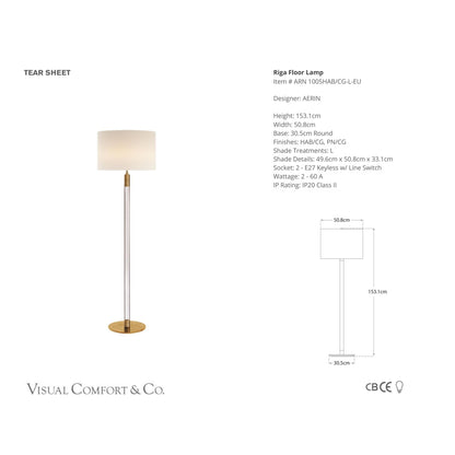 AERIN Riga Glass Floor Lamp - Brass Floor Lamp Bloomingdales Lighting   
