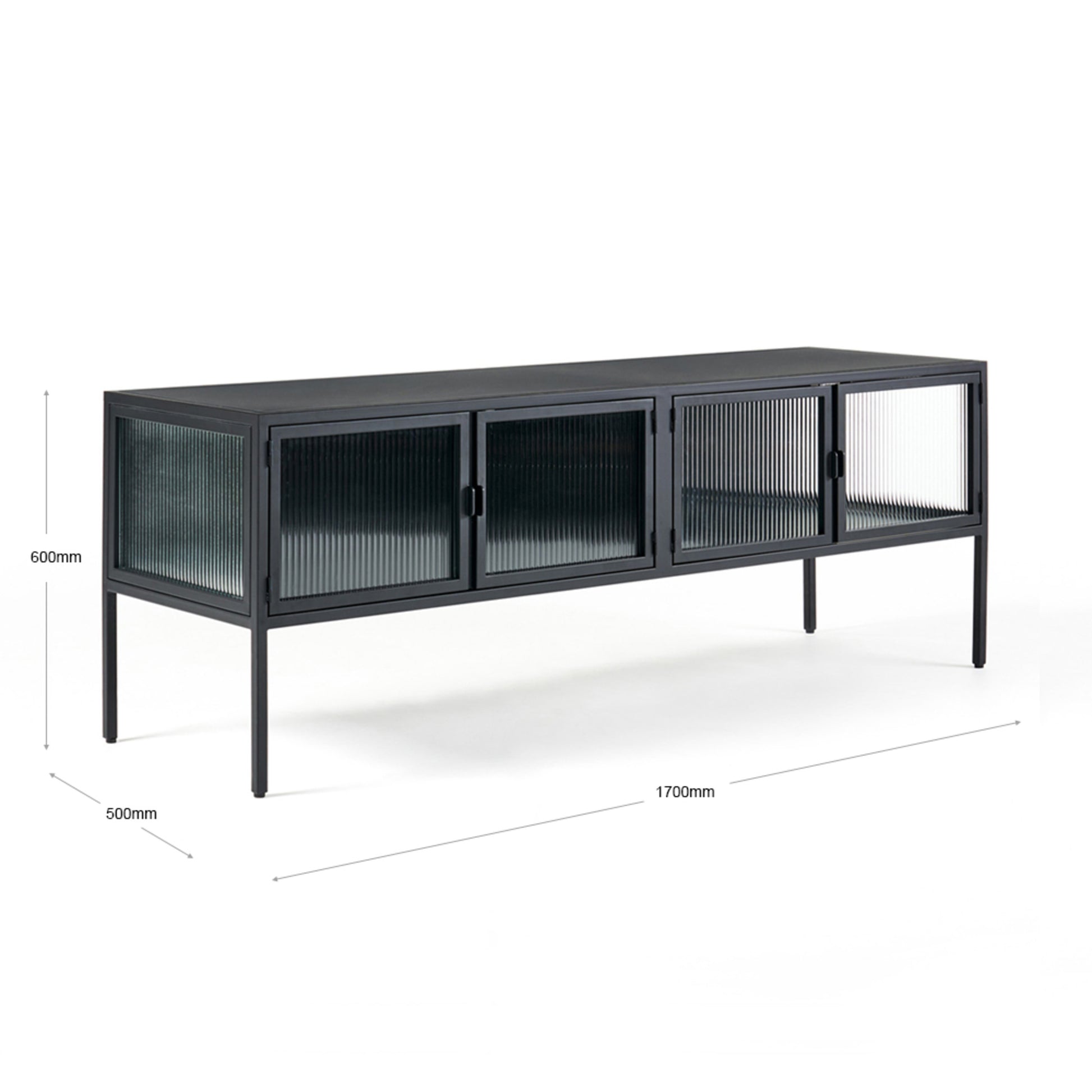 Ambrose Reeded Glass TV Entertainment Unit - Black Entertainment Unit M+Co Living