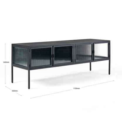 Ambrose Reeded Glass TV Entertainment Unit - Black Entertainment Unit M+Co Living