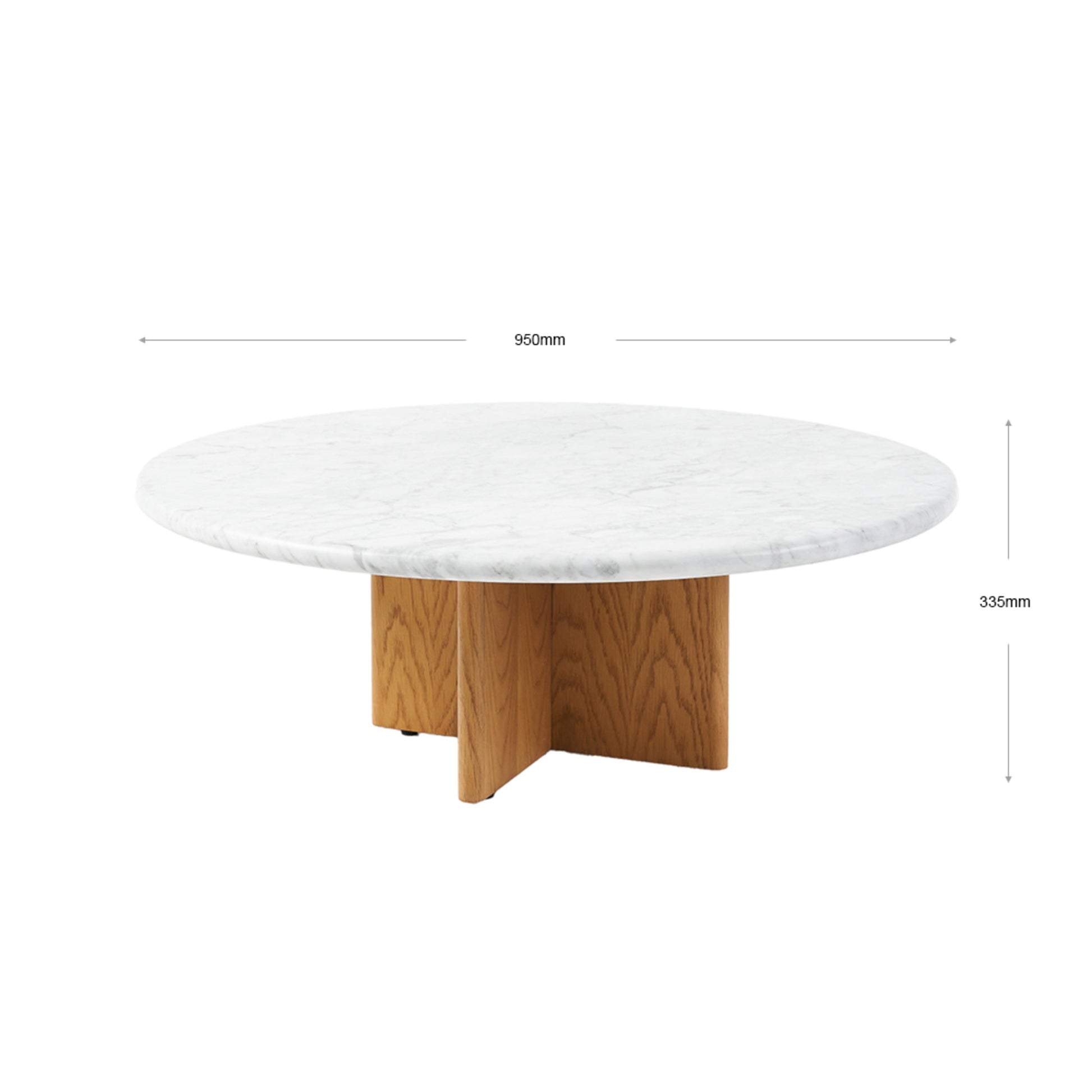Maybelle Round Carrara Marble Coffee Table - White & Oak Coffee Table M+Co Living