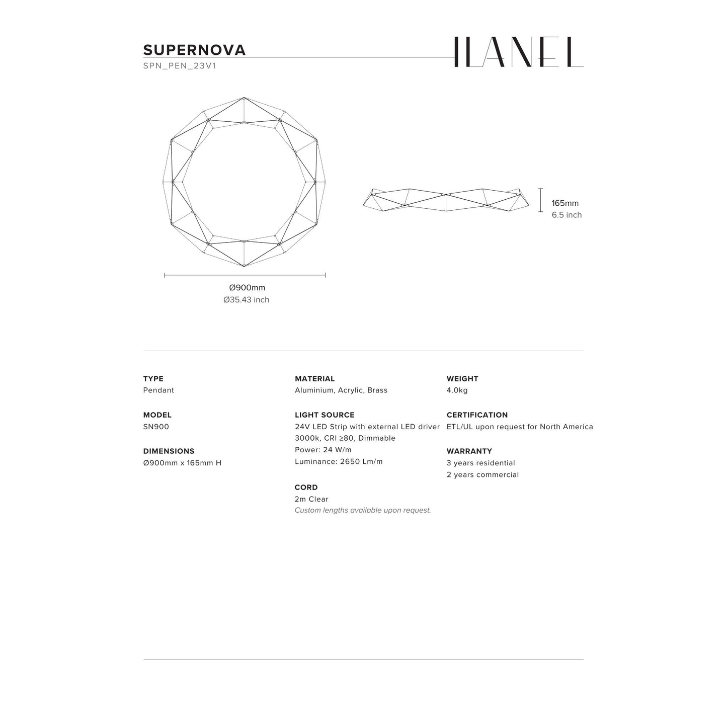 Supernova Shard Round Pendant Light Pendant Light ILANEL