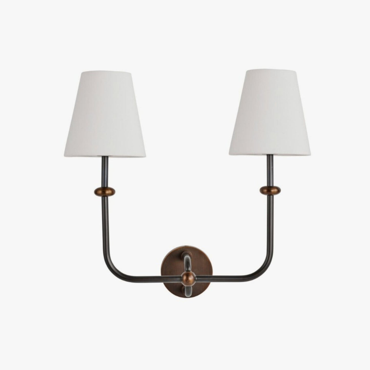 Terri Shannon Deux Double Sconce - White and Aged Brass