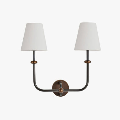 Terri Shannon Deux Double Sconce - White and Aged Brass