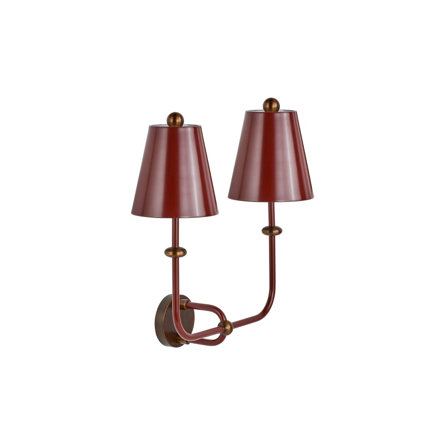 Terri Shannon Deux Double Wall Sconce - Manor Red & Aged Brass Wall Light Bloomingdales Lighting