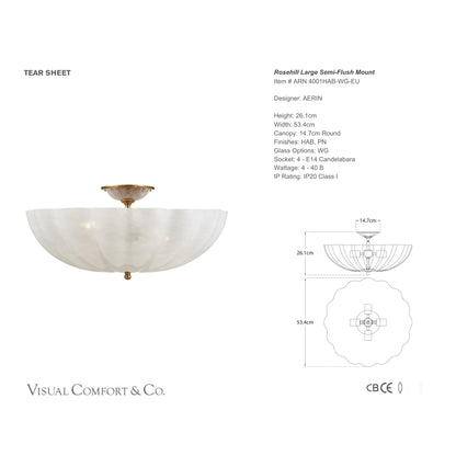 AERIN Rosehill Large Glass Flush Ceiling Mount - Brass Ceiling Fluh Mount Bloomingdales Lighting