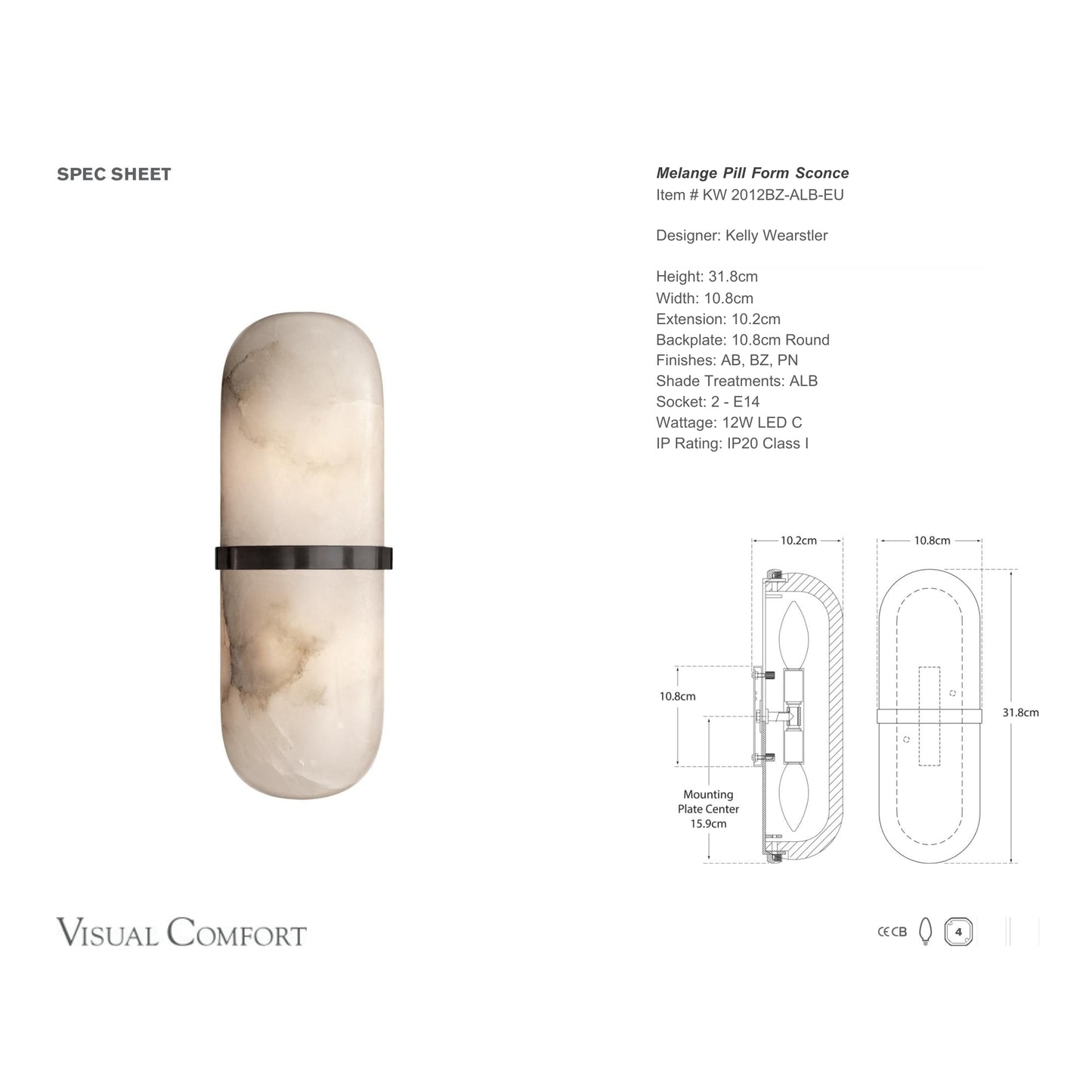 Kelly Wearstler Melange Alabaster Pill Form Wall Sconce Wall Light Bloomingdales Lighting