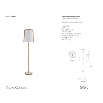 Carrier & Co. Hastings Large Floor Lamp - Brass & White Floor Lamp Bloomingdales Lighting   