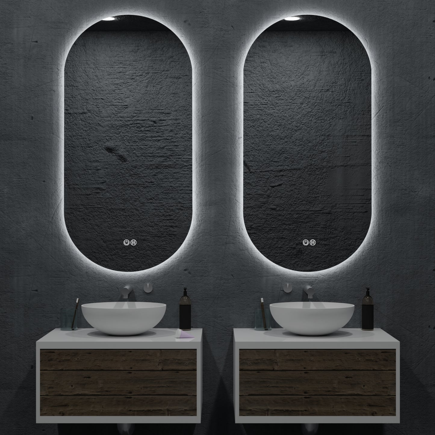 Orvis Frameless Oval LED Bathroom Mirror Mirror Lumixe 900 x 450mm Standard