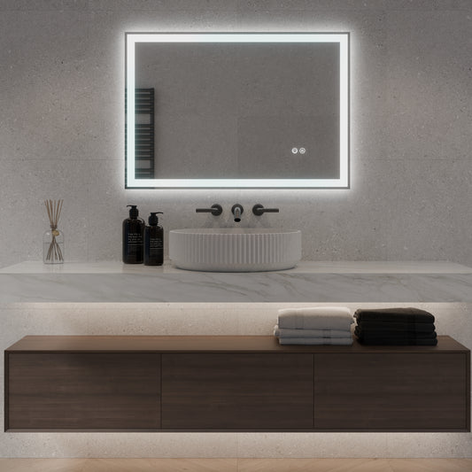 Nexus Frameless Rectangular LED Bathroom Mirror Mirror Lumixe 900 x 700mm Standard