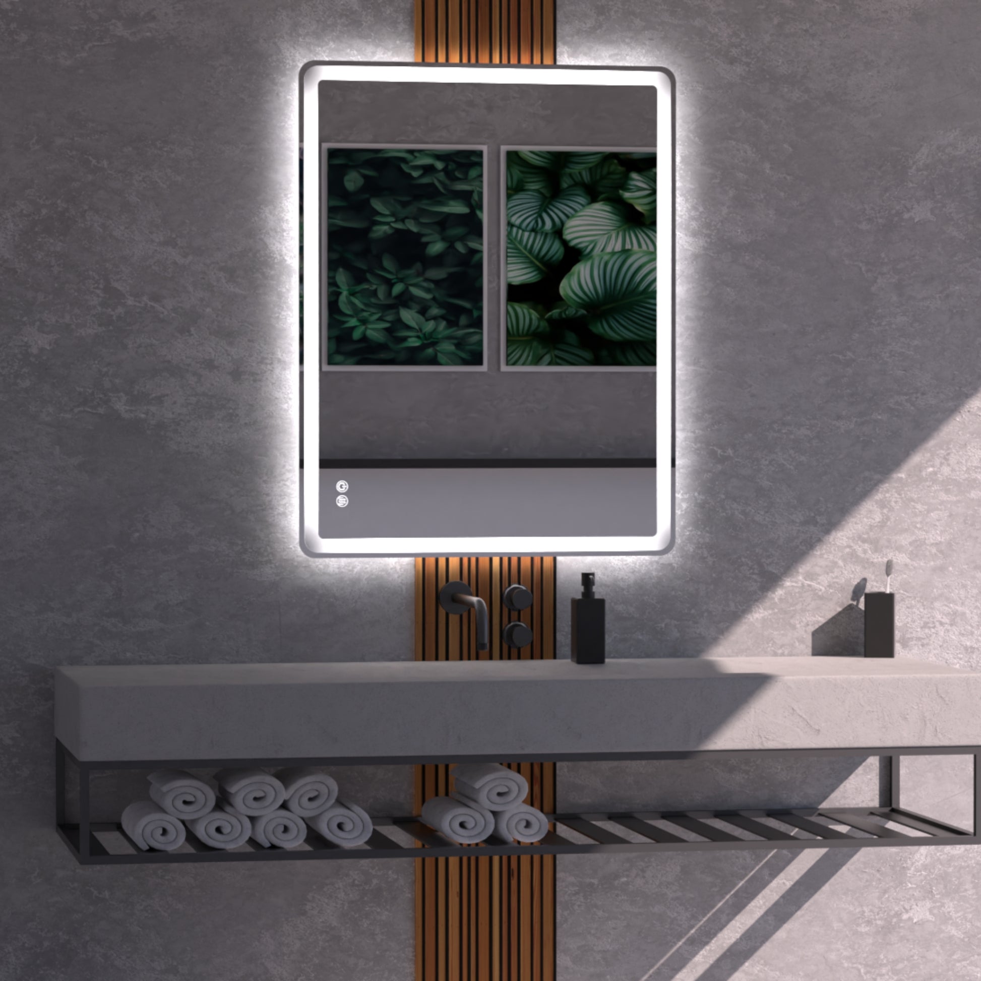 Lume Frameless Rectangular LED Bathroom Mirror Mirror Lumixe 900 x 700mm Standard