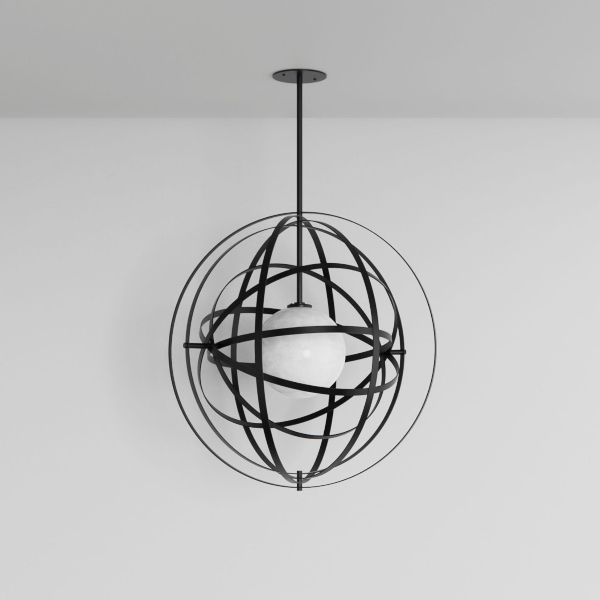 Atlas Hand Blown Glass Pendant Light Pendant Light ILANEL Matte Black 60 cm