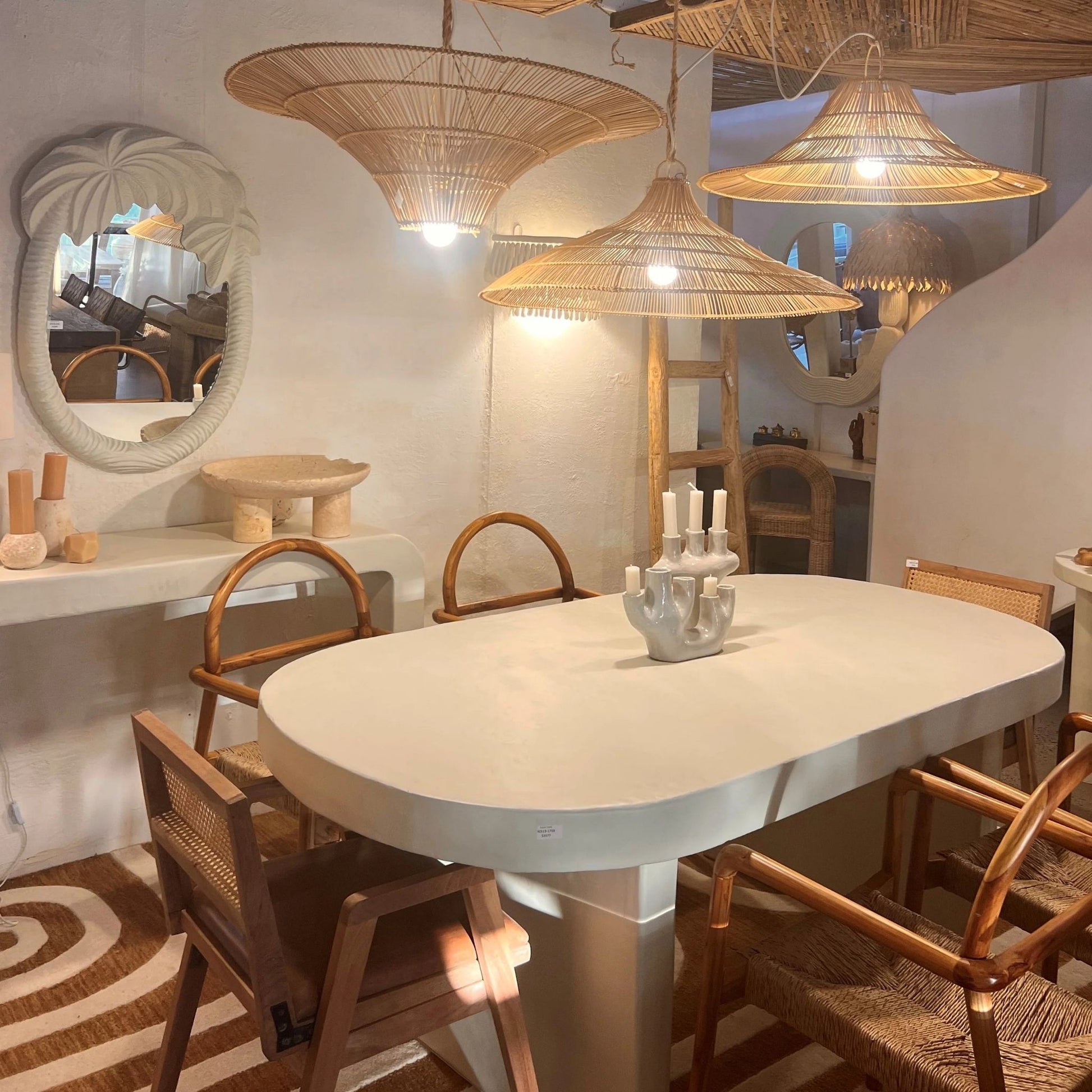 Yao Rattan Pendant Light Pendant Light Bisque Interiors
