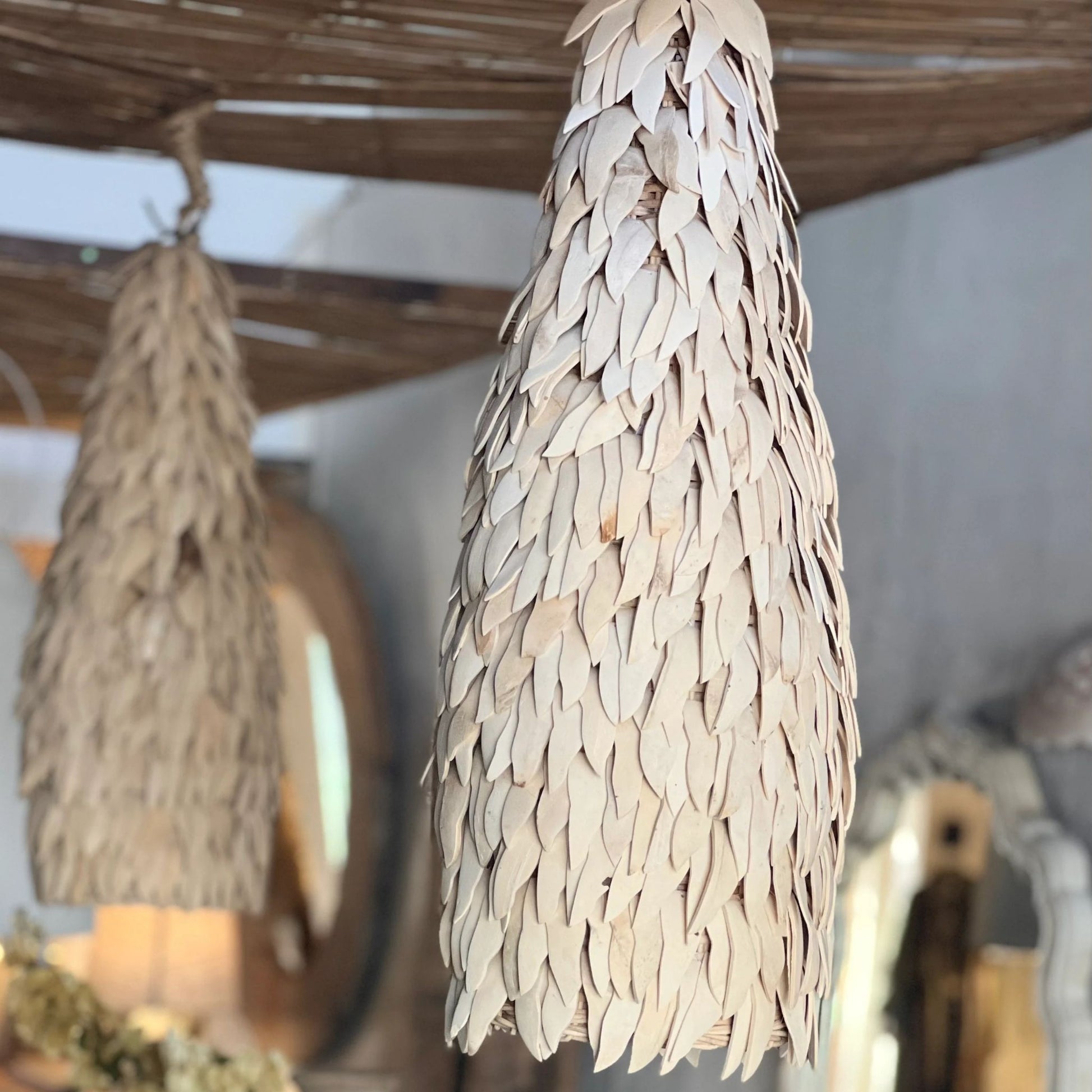 Zola Tall Coconut Pendant Light Pendant Light Bisque Interiors