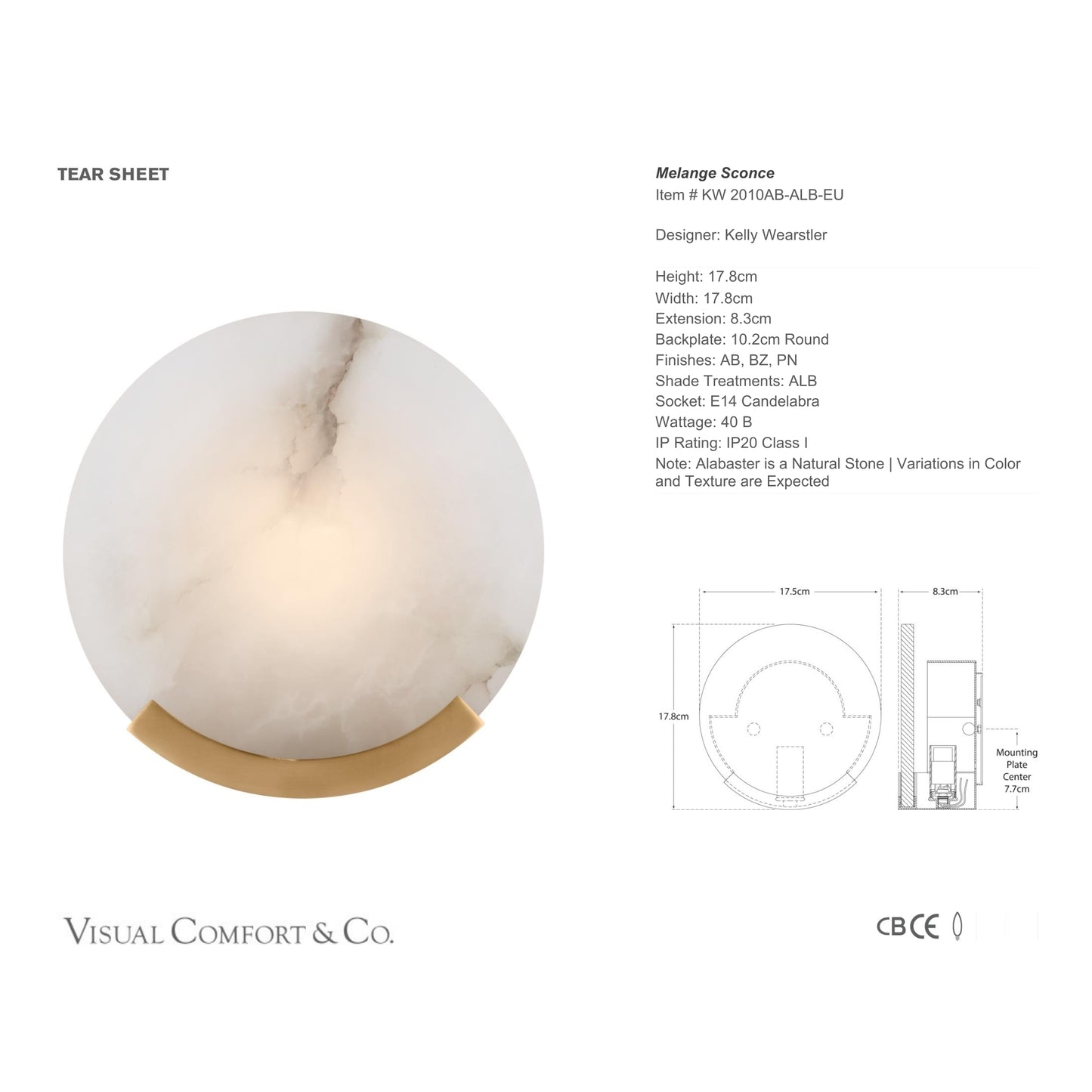 Kelly Wearstler Melange Alabaster Round Wall Sconce Wall Light Bloomingdales Lighting