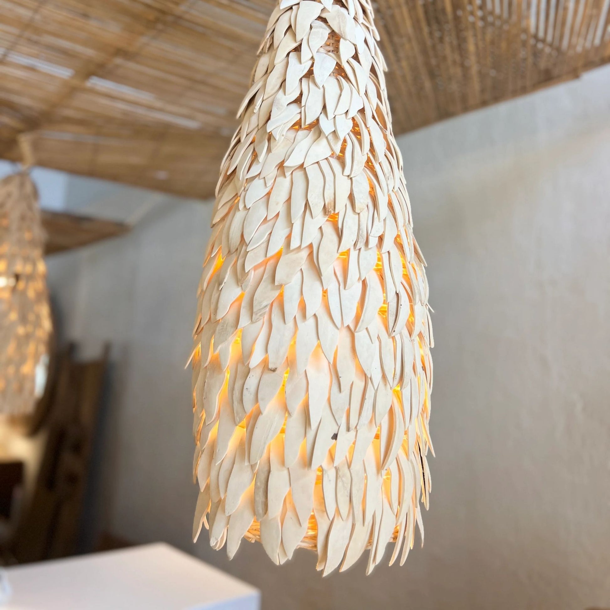 Zola Tall Coconut Pendant Light Pendant Light Bisque Interiors