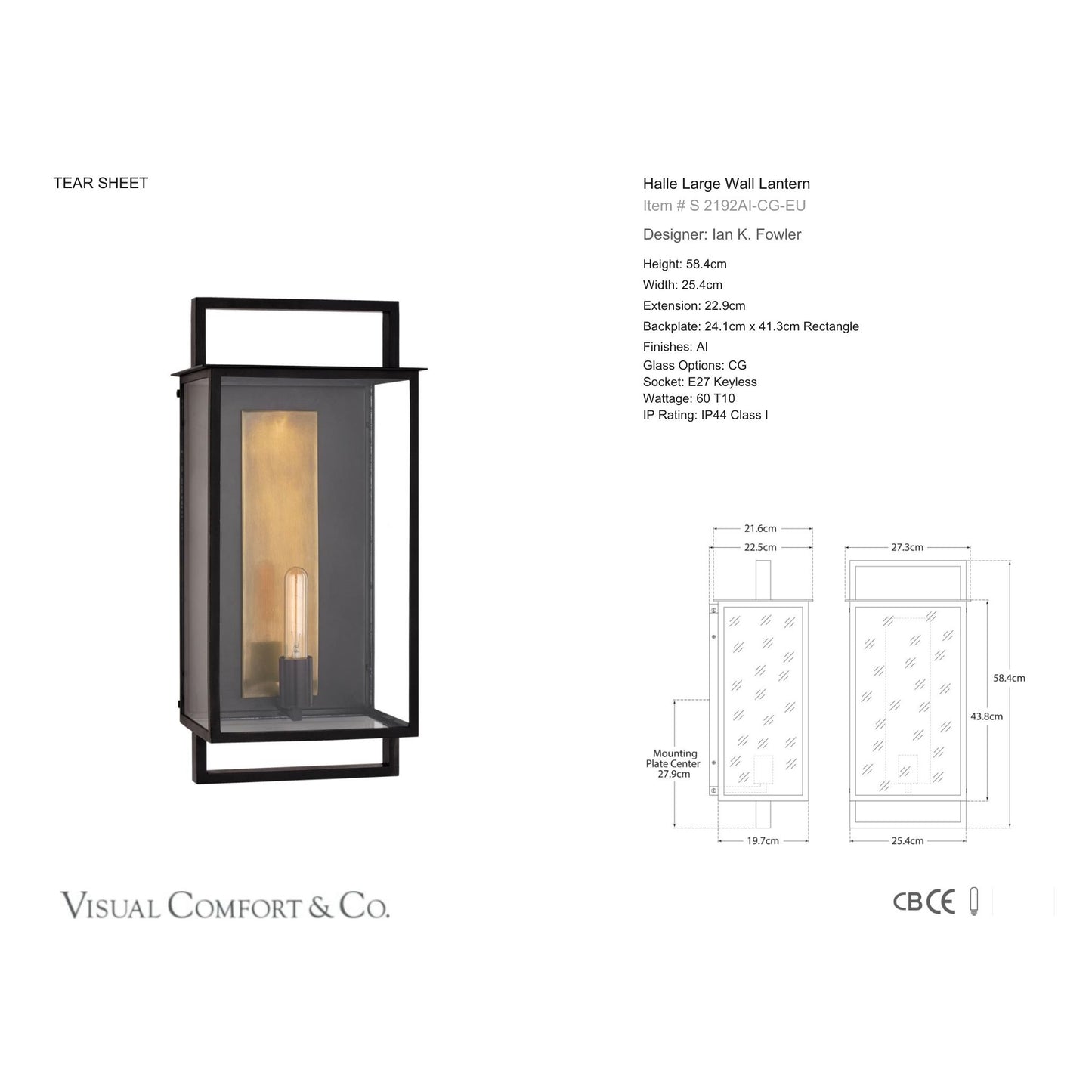 Ian K. Fowler Halle Large Wall Lantern Light - Aged Iron Wall Light Bloomingdales Lighting