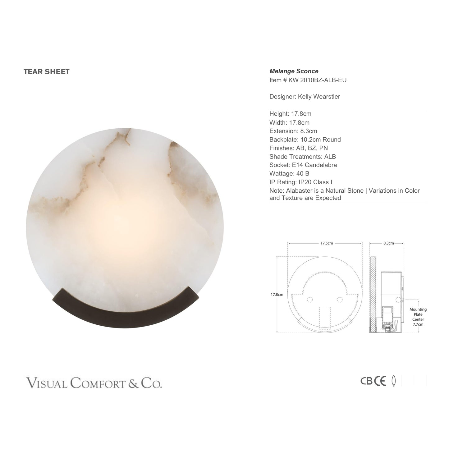 Kelly Wearstler Melange Alabaster Round Wall Sconce Wall Light Bloomingdales Lighting