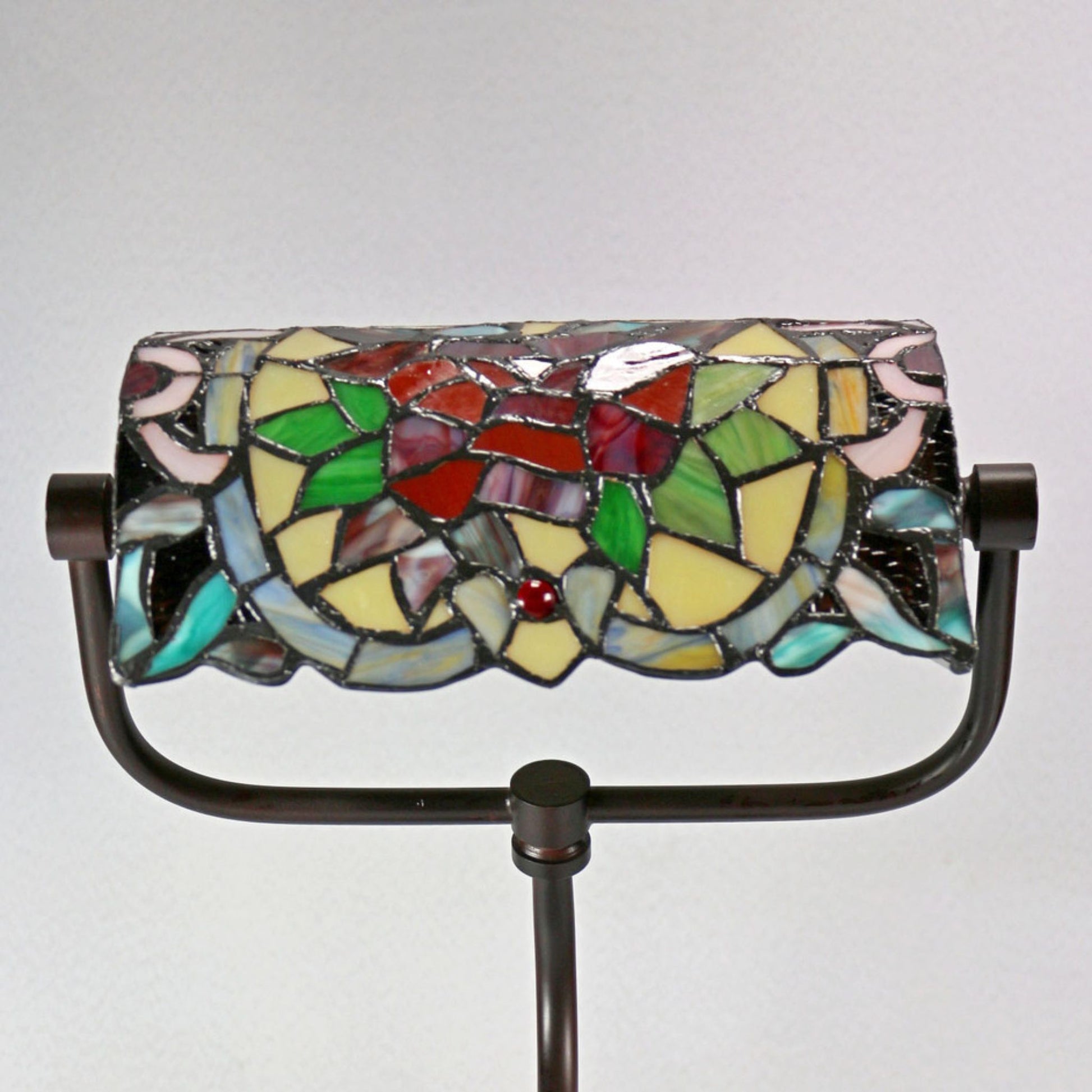 Red Camellia Bankers Stained Glass Table Lamp Table Lamp G&G Bros