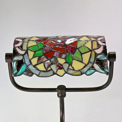 Red Camellia Bankers Stained Glass Table Lamp Table Lamp G&G Bros