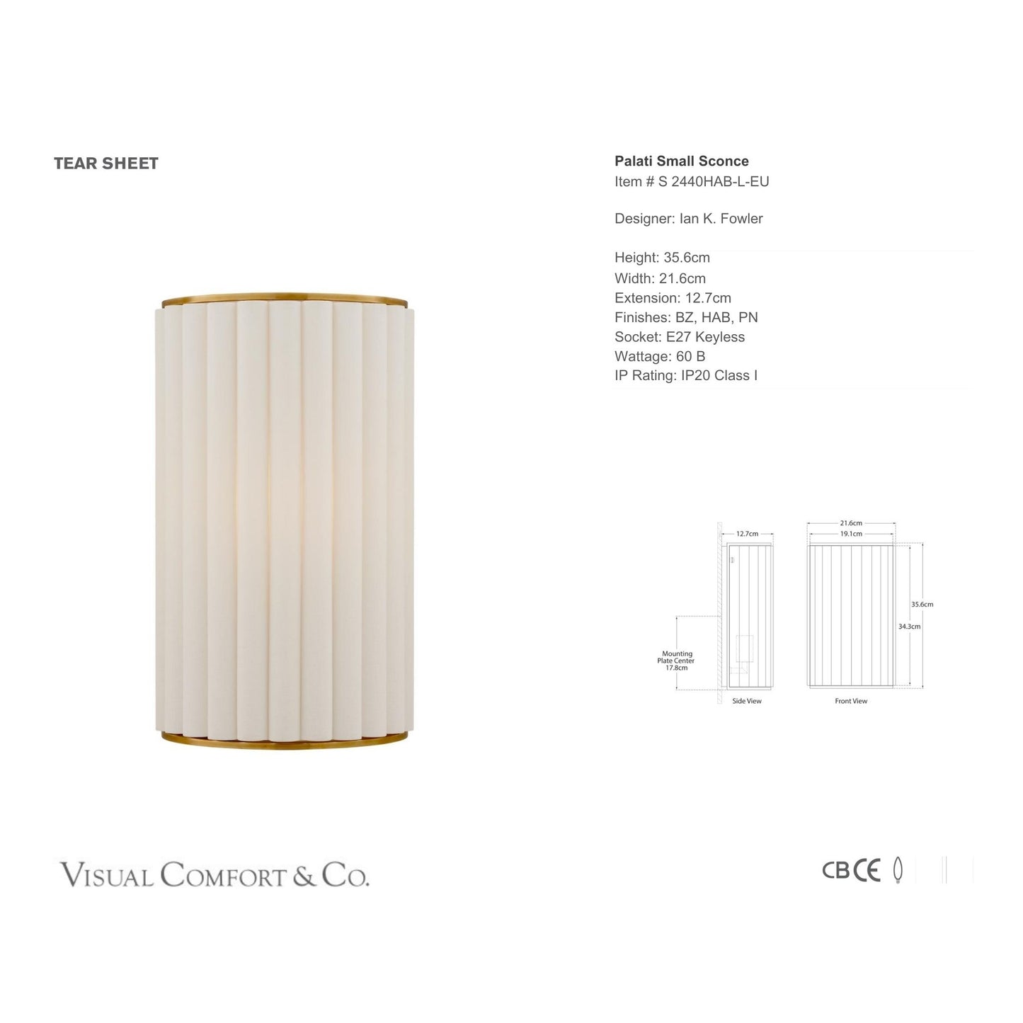 Ian K. Fowler Palati Linen Small Wall Sconce - Antique Brass Wall Light Bloomingdales Lighting