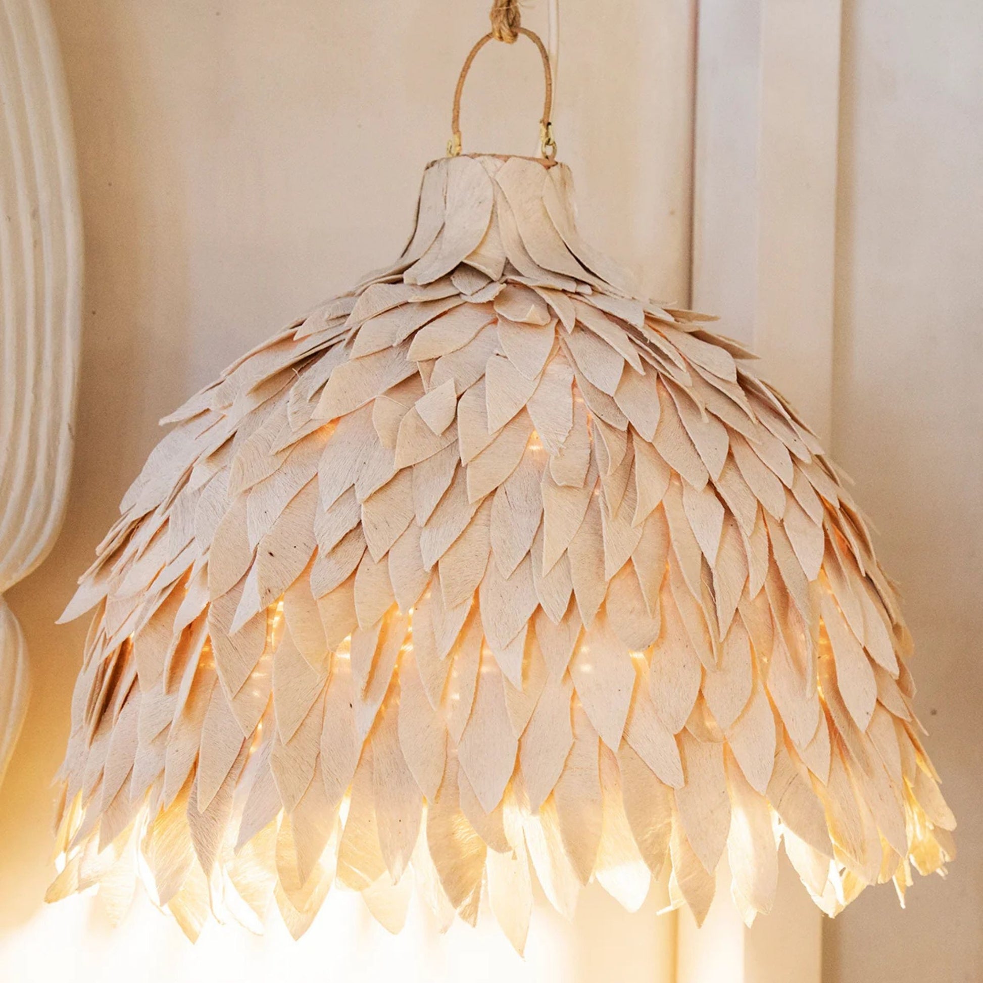 Adjua Cotton Leaf Pendant Light Pendant Light Bisque Interiors