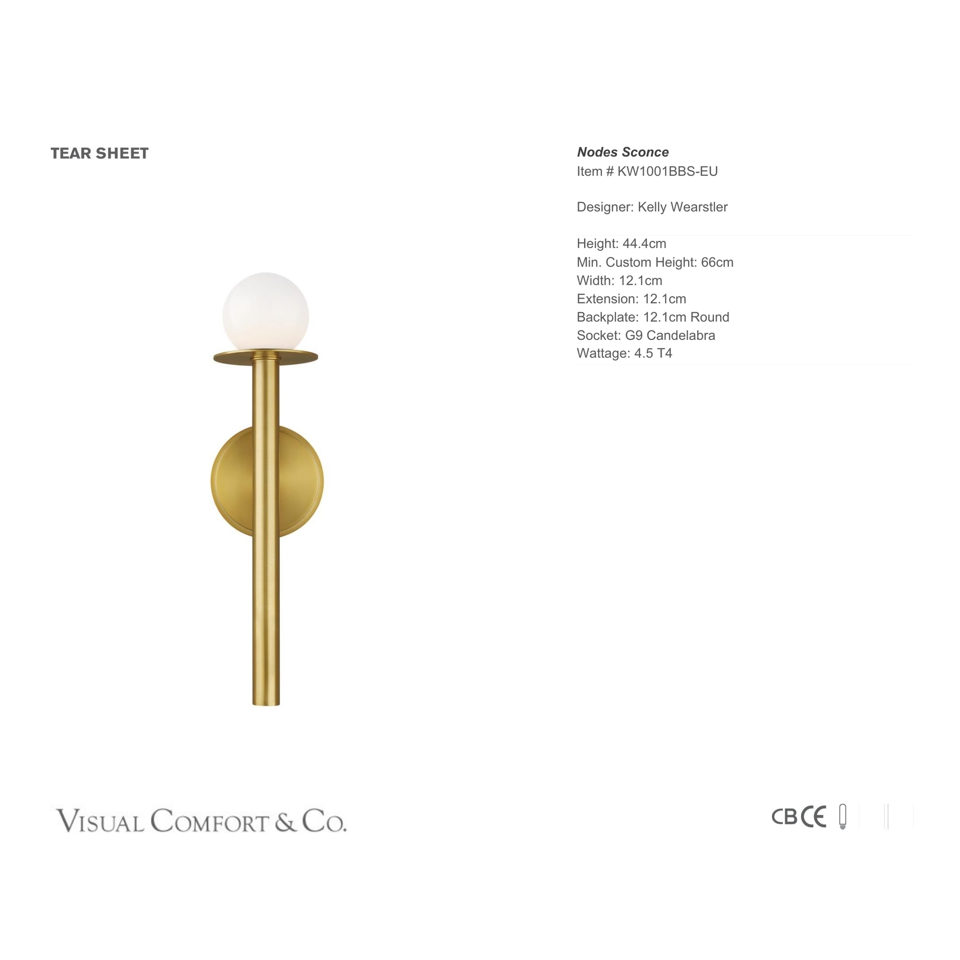 Kelly Wearstler Nodes Glass Wall Sconce - Burnished Brass Wall Light Bloomingdales Lighting