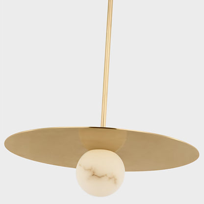 Kelly Wearstler Pertica 18" Alabaster Disc Pendant Light - Mirrored Brass Pendant Light Bloomingdales Lighting