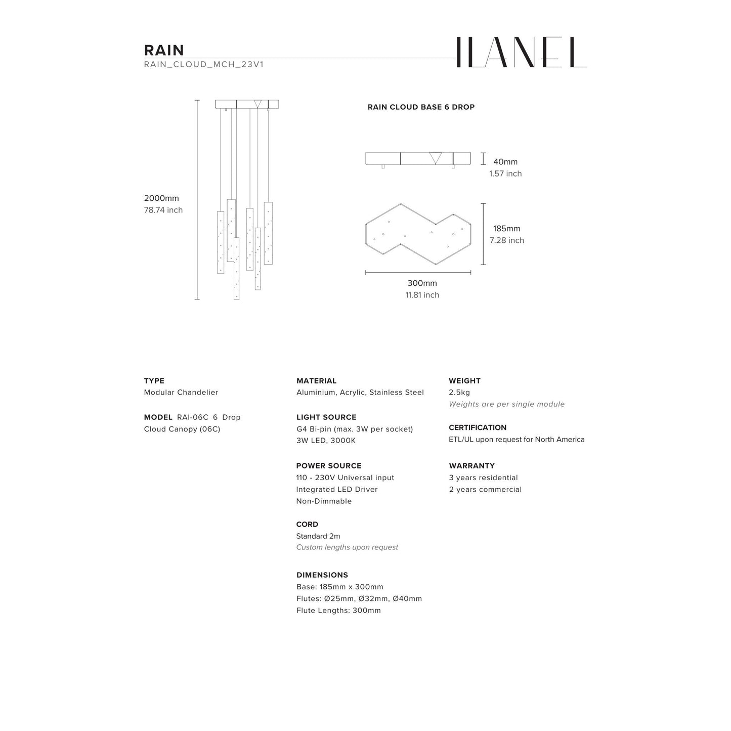 Rain Multi Drop Pendant Light