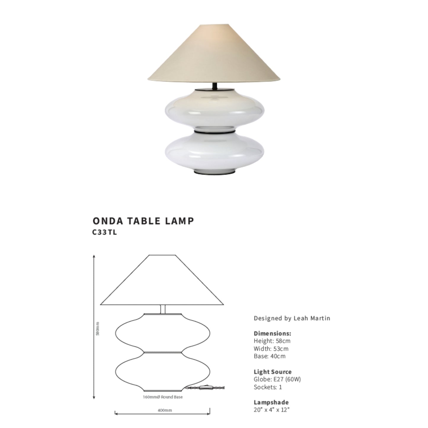 Leah Martin Onda Glass Table Lamp - Bronze Wall Light Bloomingdales Lighting