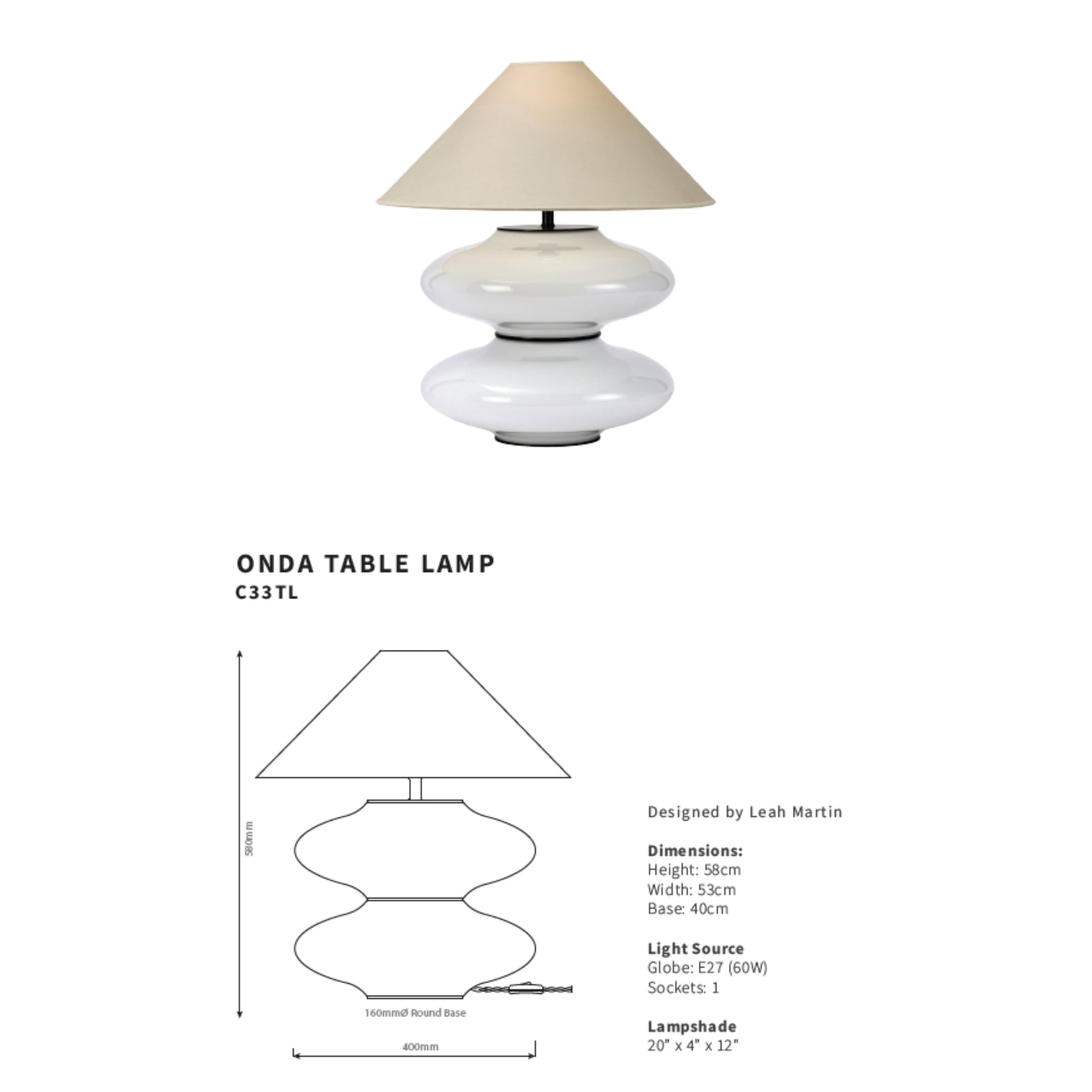 Leah Martin Onda Glass Table Lamp - Bronze Wall Light Bloomingdales Lighting