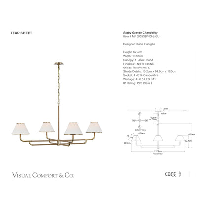 Marie Flanigan Rigby Grande Linen Chandelier - Brass Chandelier Bloomingdales Lighting