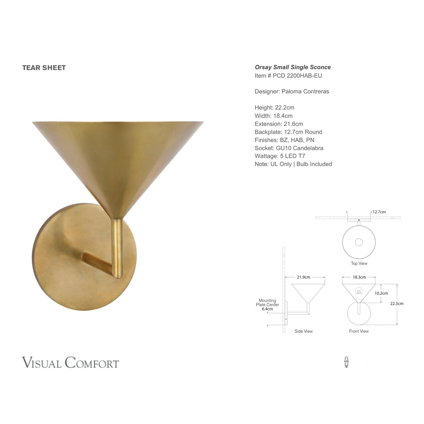 Paloma Contreras Orsay Small Single Wall Sconce - Brass Wall Light Bloomingdales Lighting