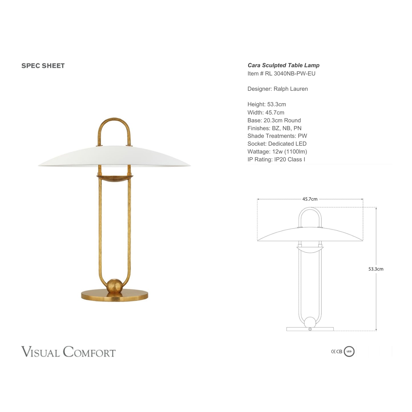 Ralph Lauren Cara Sculpted Table Lamp - Brass & Plaster White Table Lamp Bloomingdales Lighting