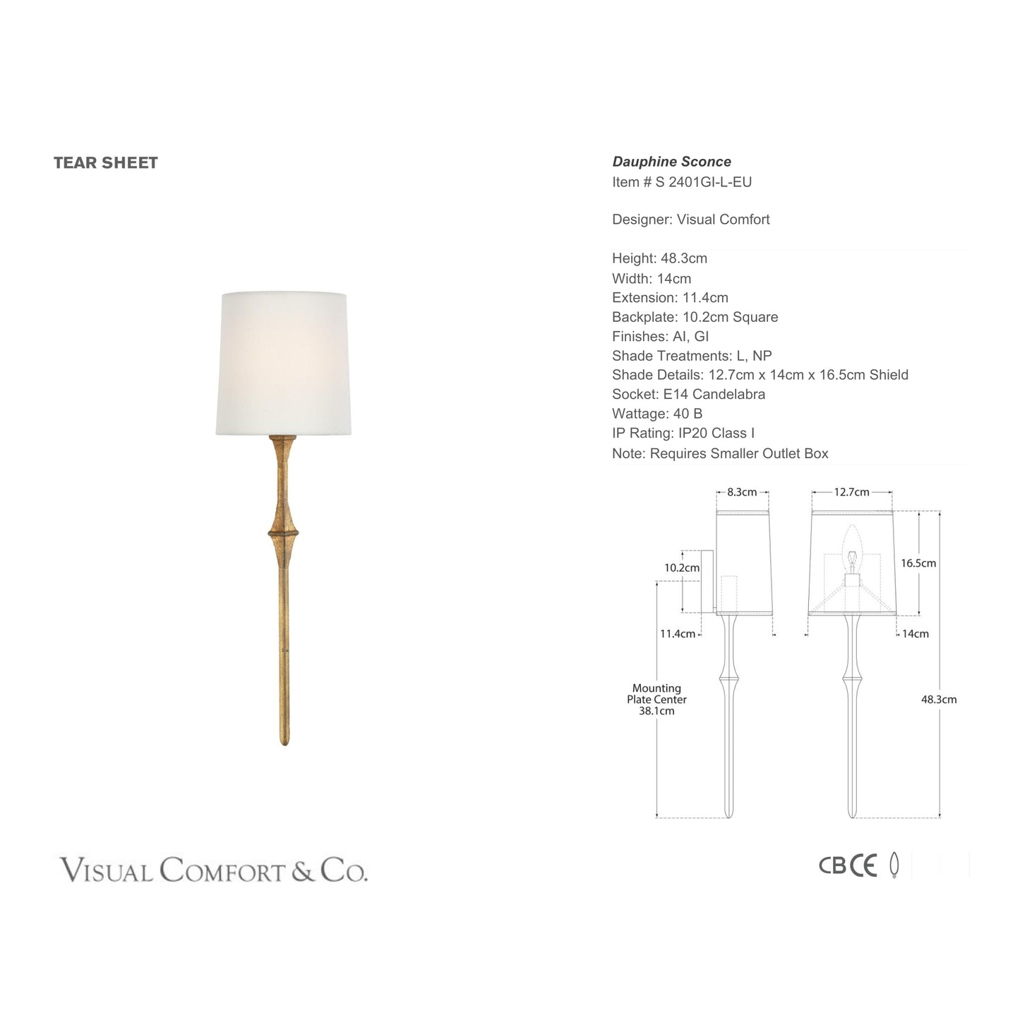 Studio VC Dauphine Linen Wall Sconce - Gilded Iron Wall Light Bloomingdales Lighting