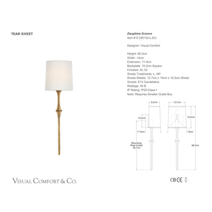 Studio VC Dauphine Linen Wall Sconce - Gilded Iron Wall Light Bloomingdales Lighting