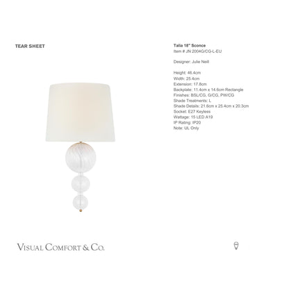 Julie Neill Talia 18" Glass Wall Sconce - Gild Wall Light Bloomingdales Lighting