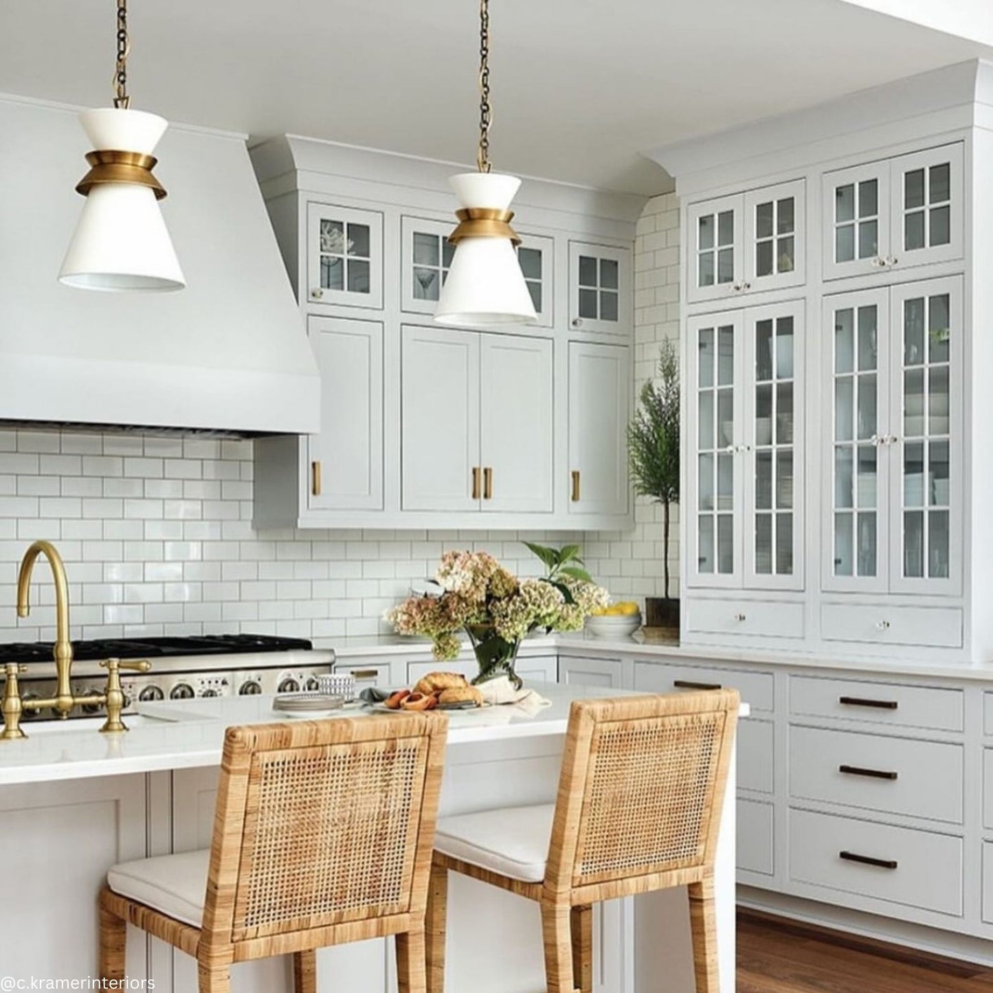 E. F. Chapman Alborg Small Stacked Pendant Light - White and Brass Pendant Light Bloomingdales Lighting   