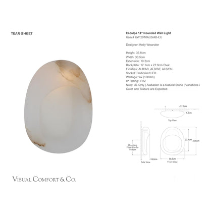 Kelly Wearstler Esculpa 14" Rounded Wall Light - Alabaster Wall Light Bloomingdales Lighting