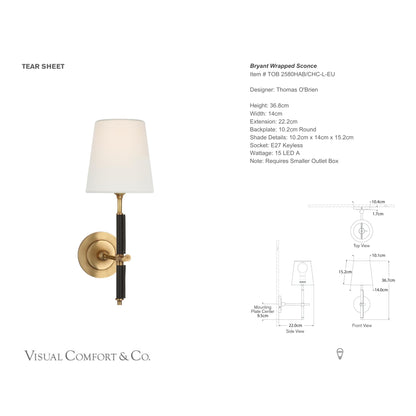 Thomas O'Brien Bryant Leather Wrapped Wall Sconce Wall Light Bloomingdales Lighting