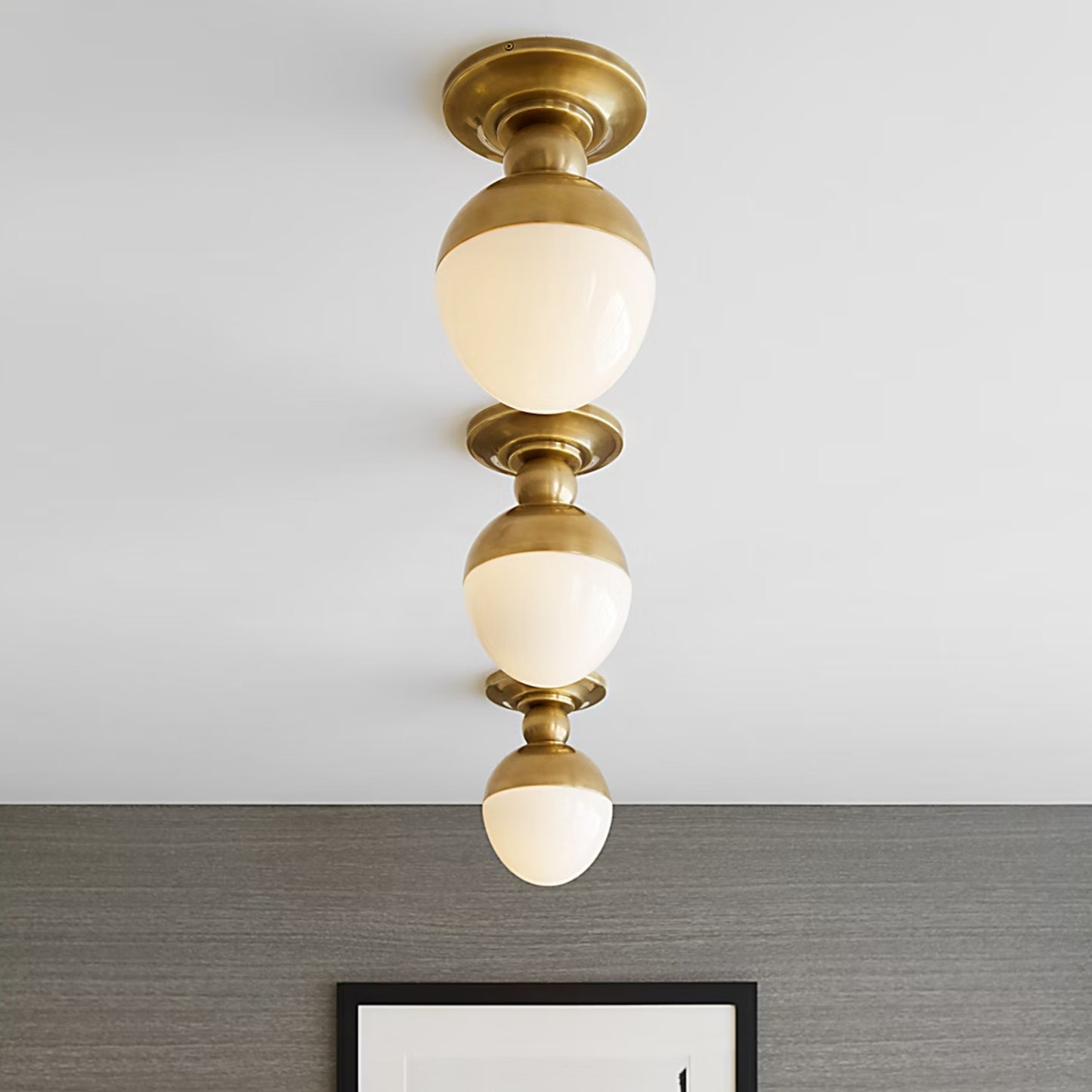 Thomas O'Brien Clark White Glass Flush Mount - Brass Ceiling Fluh Mount Bloomingdales Lighting