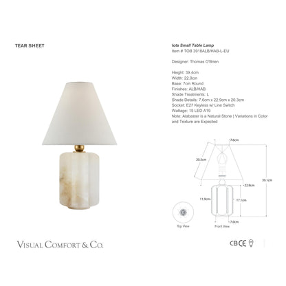 Thomas O'Brien Iota Small Alabaster Table Lamp - Brass Table Lamp Bloomingdales Lighting