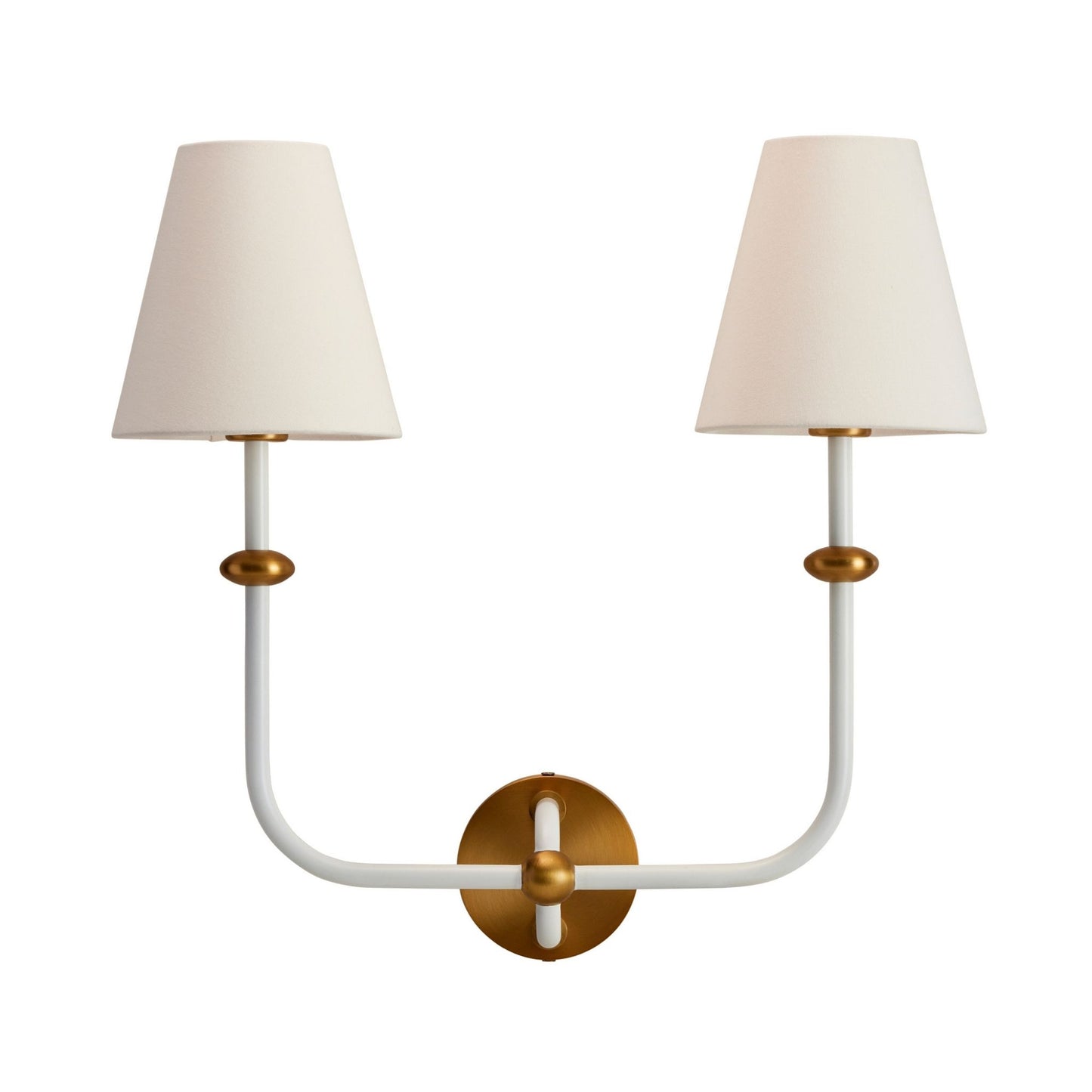 Terri Shannon Deux Double Sconce - White and Aged Brass