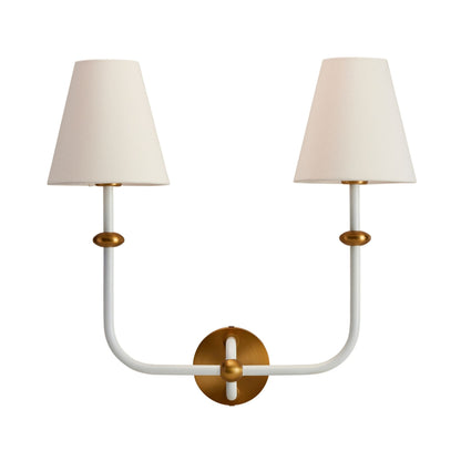 Terri Shannon Deux Double Sconce - White and Aged Brass