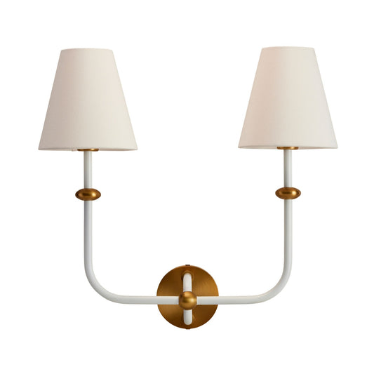 Terri Shannon Deux Double Sconce - White and Aged Brass Wall Light Bloomingdales Lighting White