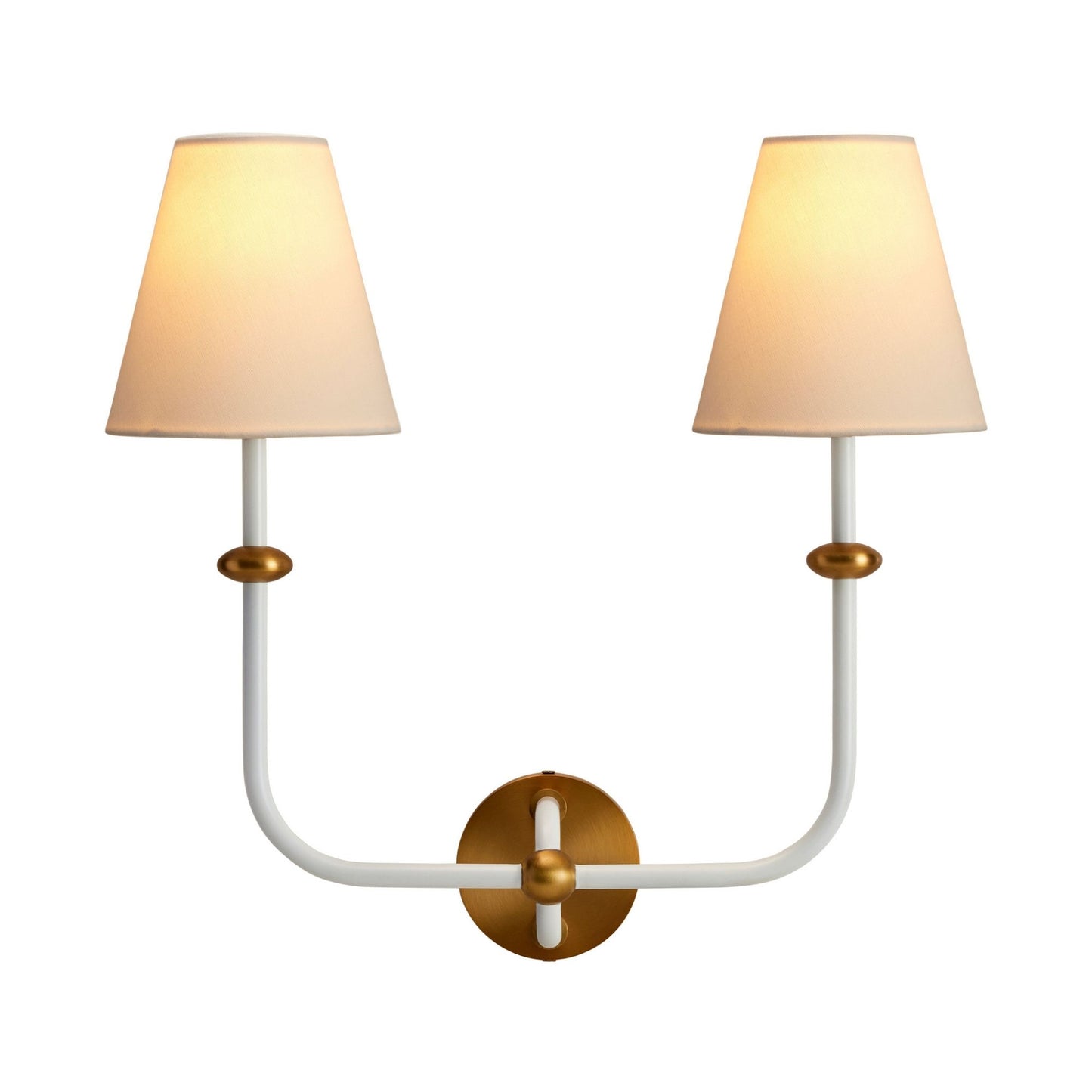 Terri Shannon Deux Double Sconce - White and Aged Brass