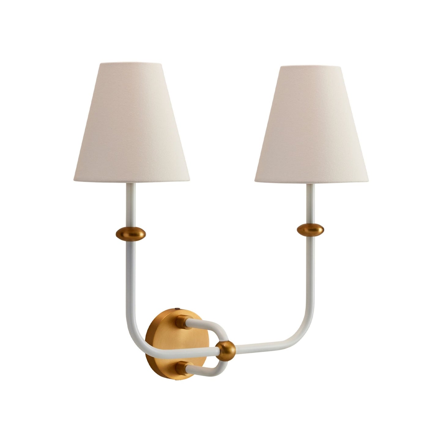 Terri Shannon Deux Double Sconce - White and Aged Brass