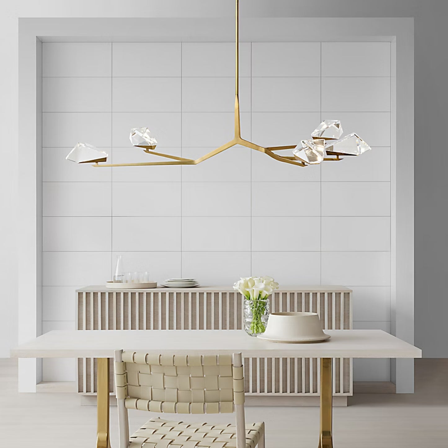 Waterford Carraig 53" 5 Light Crystal Chandelier - Natural Brass Chandelier Bloomingdales Lighting