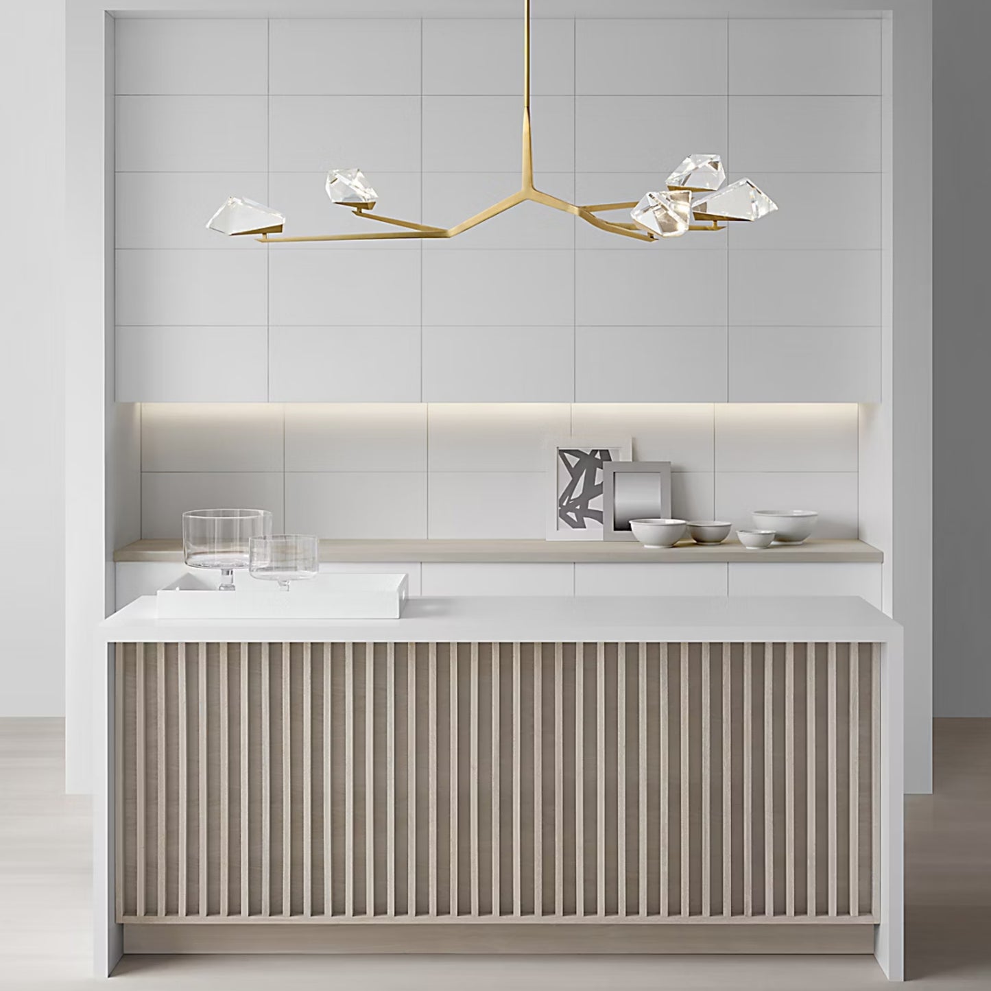 Waterford Carraig 53" 5 Light Crystal Chandelier - Natural Brass Chandelier Bloomingdales Lighting