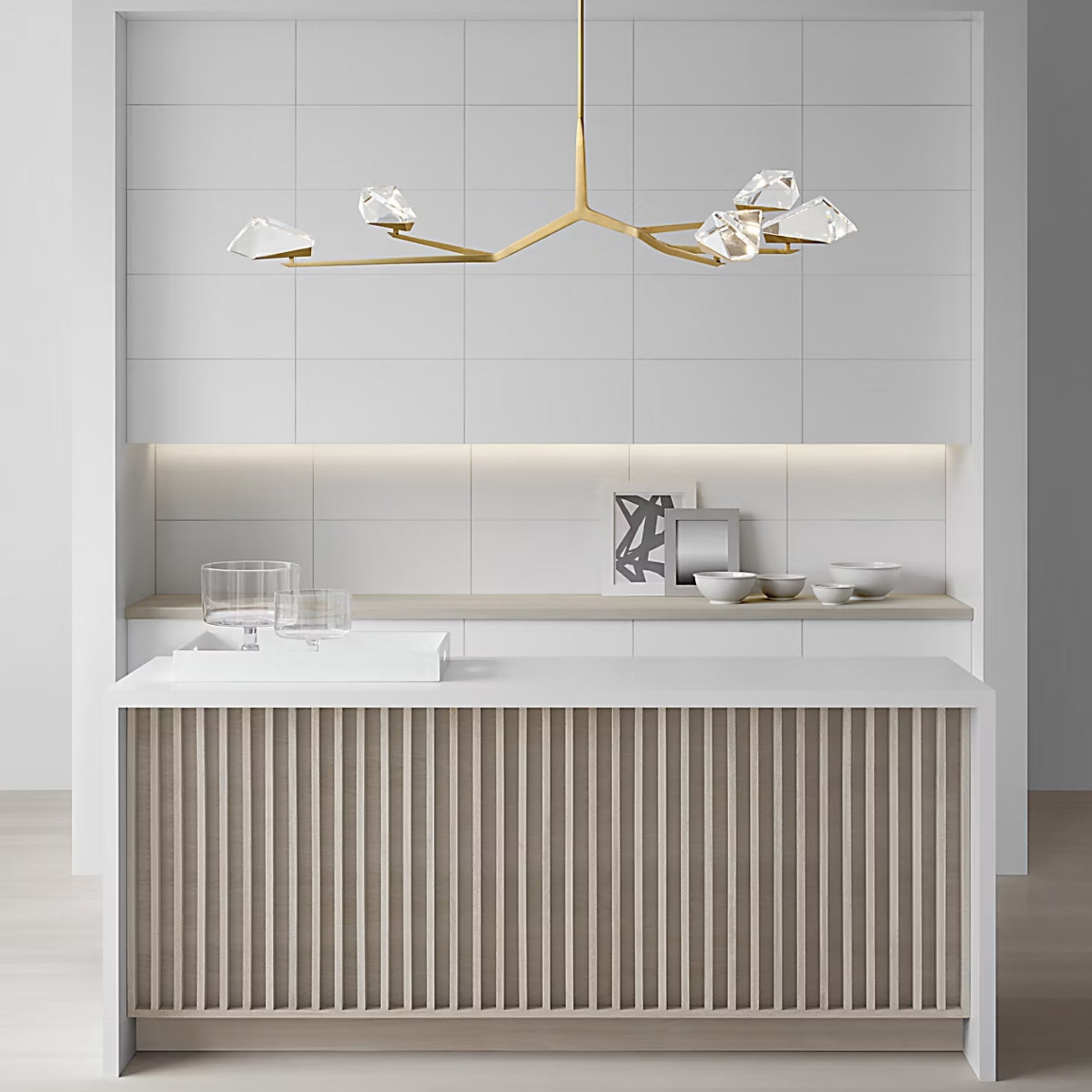 Waterford Carraig 53" 5 Light Crystal Chandelier - Natural Brass Chandelier Bloomingdales Lighting